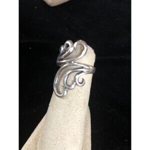 Stunning vintage Sterling.925 Italy Modernist Swirl abstract ring band Sz 6